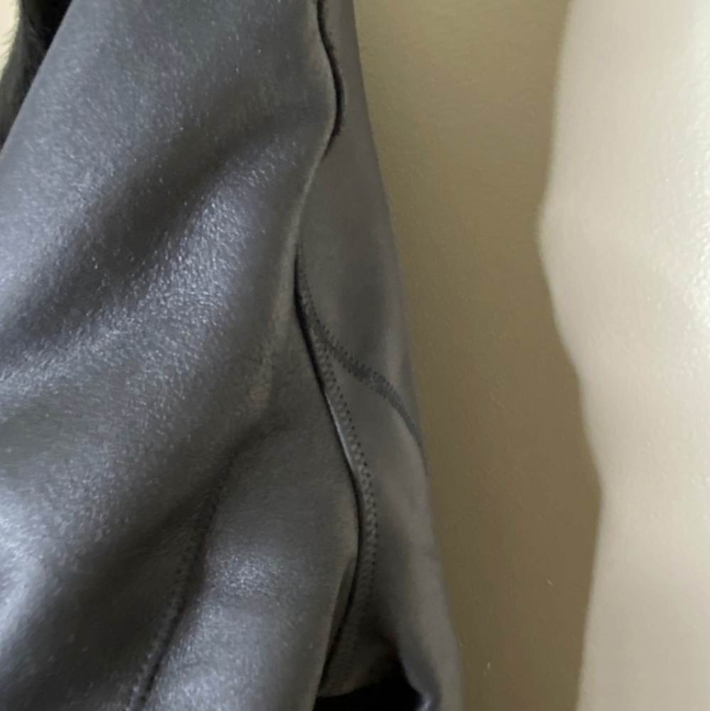 WORTH Coat soft Leather and Fur Black Jacket Small like new - Picture 10 of 11
